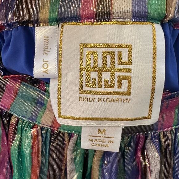 Emily McCarthy Pleated Midi Skirt Tinsel Fabric Sparkle‎ High Waisted Silk Blend - Picture 3 of 5